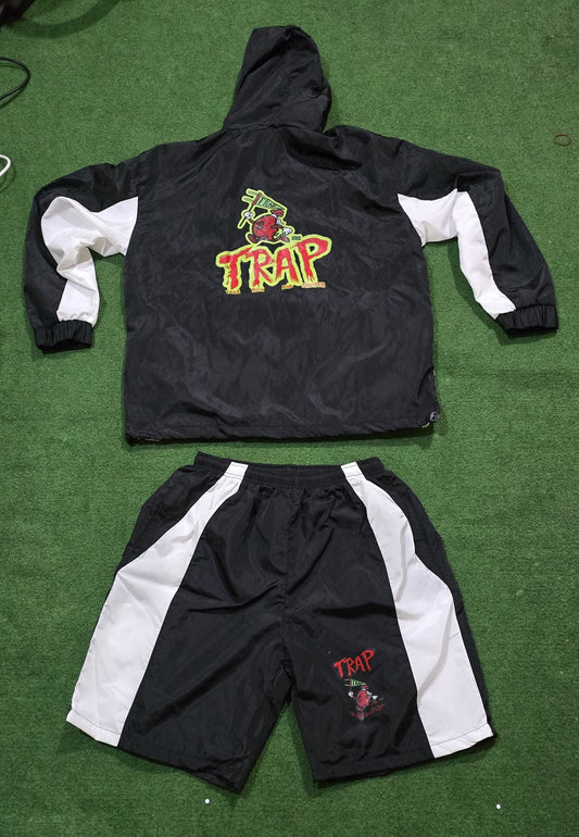 Trap Hooded Track Suit (Black & White)