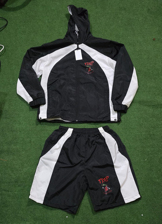 Trap Hooded Track Suit (Black & White)